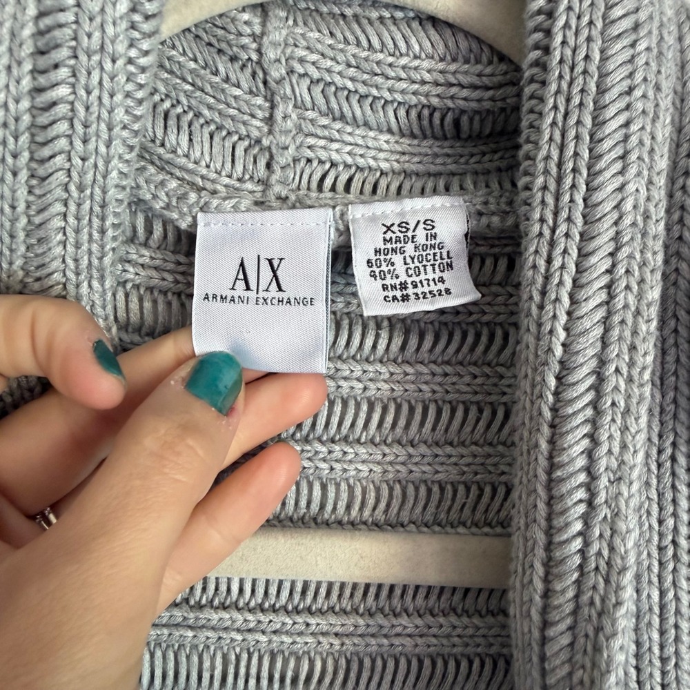 Y2K Armani Exchange Gray Knit Shrug Cocoon Cardigan Sweater XS/S Lyocell Cotton - Picture 2 of 3